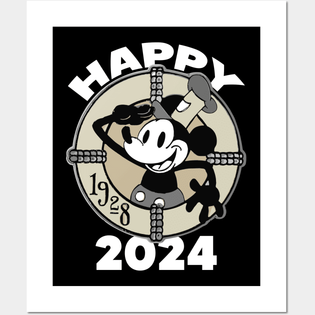 Steamboat Willie. Happy 2024 Wall Art by Megadorim